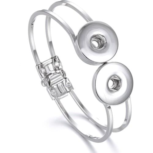 New Gold Snap Bracelet Bangles 18mm Snap Jewelry DIY Two Buttons Metal Snap Button Bracelets for Women Men Charm Bracelet