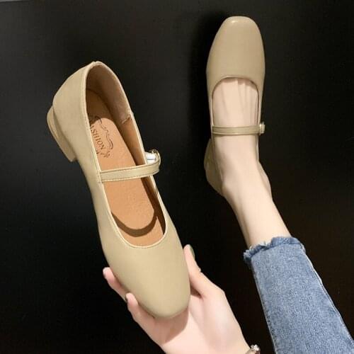 New 2020 Spring Fashion Women Square Toe Soft Leather Flat Shoes Shallow Mouth Woman Ballerinas Loafe U19-41