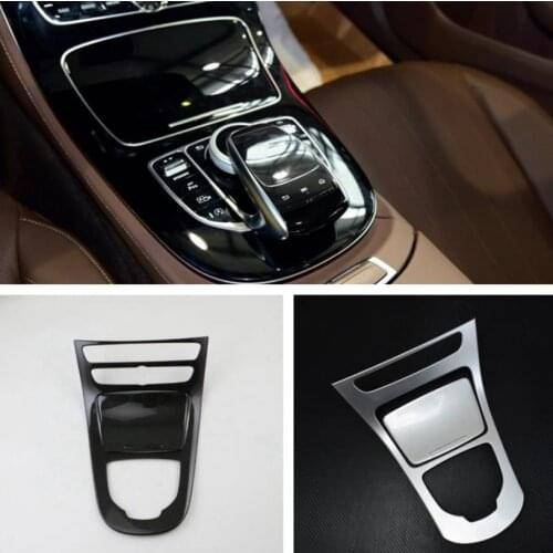 Car Center Control Gear Shift Panel Decorative Trim Cover Carbon Fiber Color for Mercedes Benz E-Class W213 2016 2017 2018