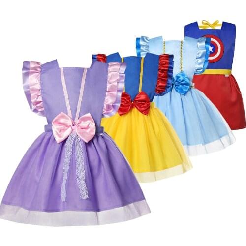 Toddler Princess Backless Dress Baby Girl Cosplay Snow White Aurora Cendrillon Dresses tangled costume Floral Clothes Waterproof