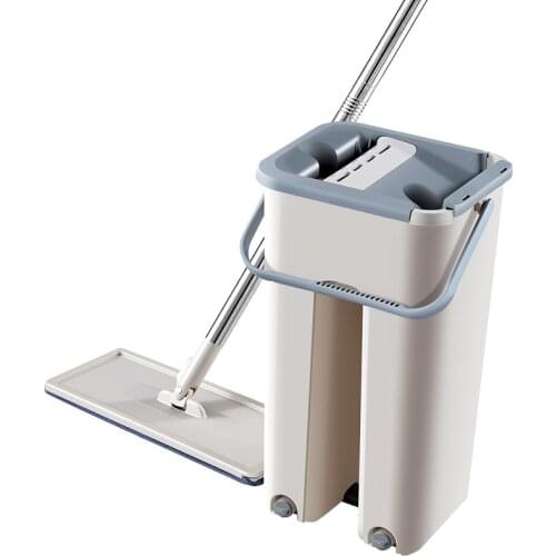 Free Hand Washing Flat Mop with Bucket Lazy 360 Rotating Magic Mop with Squeezing Floor Cleaner Swob Household Cleaning Tool