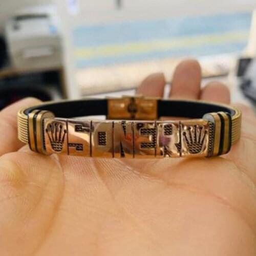 Custom Design Name Bracelet - Gold Straw Rose Font