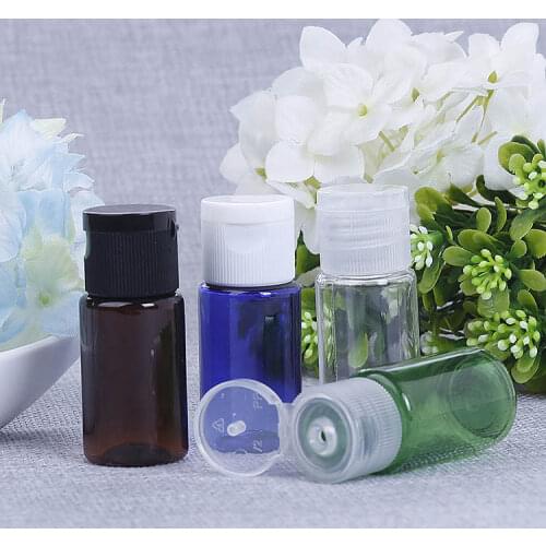 10ml 100pcs/lot Free Shipping Transparent Clamshell Makup Lotion Container Refillable Bottle with Flip Cap Cosmetic Packaging