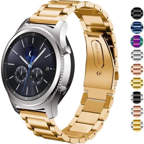 20mm/22mm Strap for Samsung Gear S2/S3 Stainless Steel Watch Band Quick Release Pins Replacement Metal Wristband
