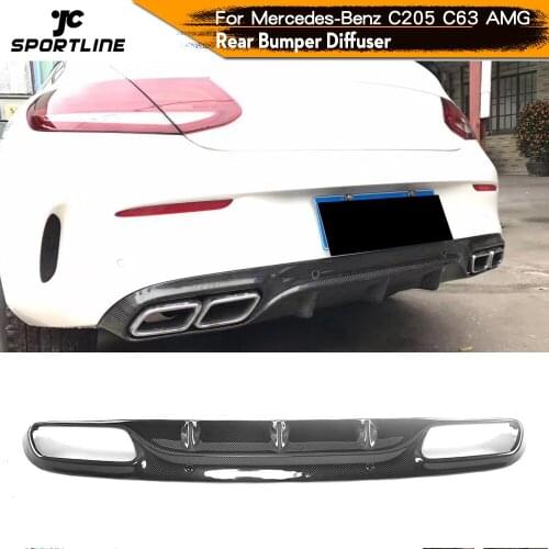 C Class Carbon Fiber Rear Bumper Diffuser Lip Spoiler for Mercedes-Benz W205 C205 C63 AMG Coupe Convertible 2015 - 2019
