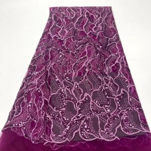 2021 High Quality Sequence French Nigerian Sequins Net African Tulle Mesh Lace Fabric For Dress 5 Yards/Lot YL0603