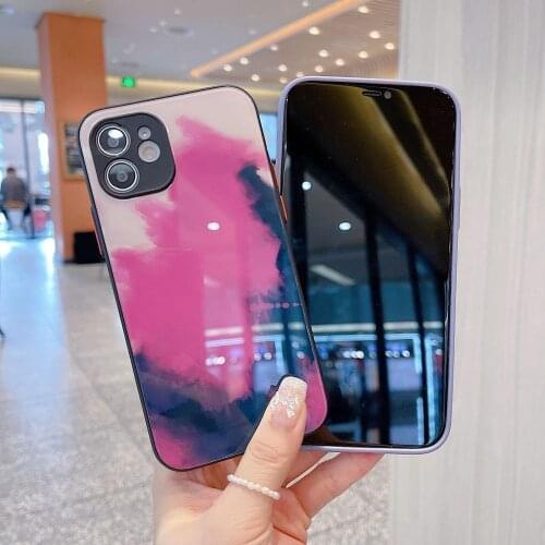PINZHENG Protection Phone Case For iPhone X XR XS 11 12 Pro Max 12 Mini Glass Soft Phone Protective Cover For 7 8 6 6S Plus