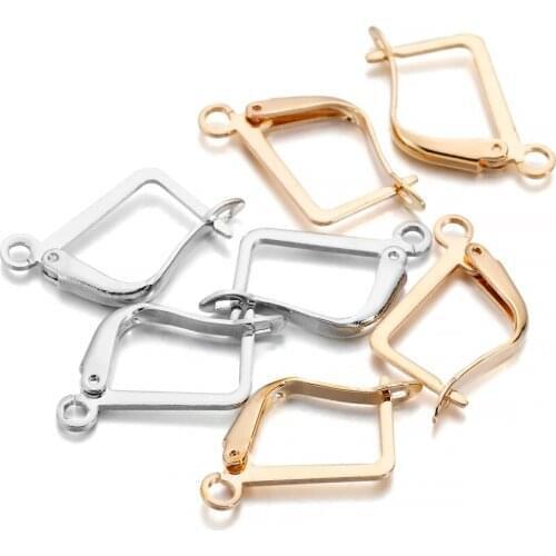 50pcs/lot Lever Back French Earring Hooks Open Loop Setting For DIY Earring Clips Clasp Jewelry Making Supplies Accessories
