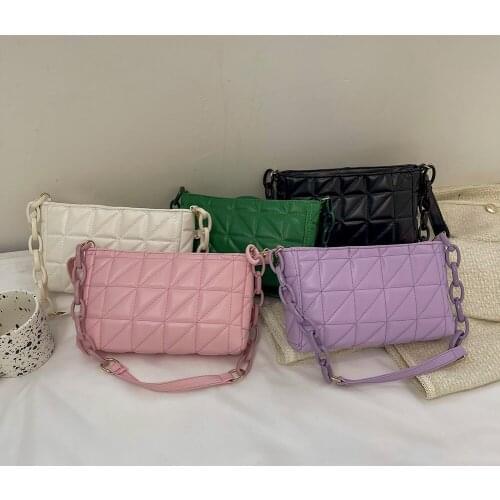 Womens Bag Geometric Embossing Solid Color Shoulder Crossbody Bags for Women Casual Ladies Chain PU Leather Shopper Handbags