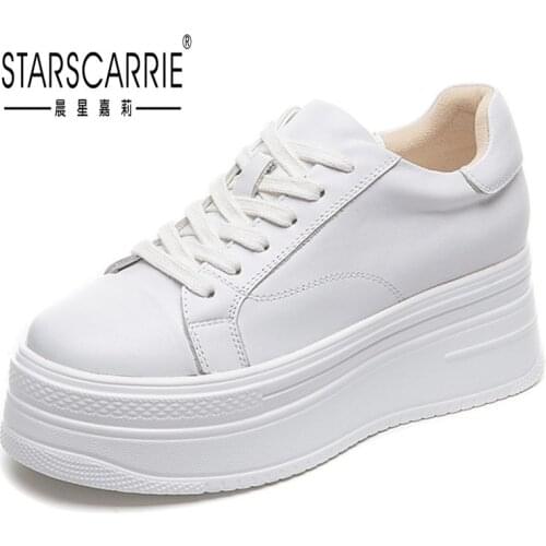 2021 new thick soled small white shoes leather student raised toe cap leather womens casual single shoes