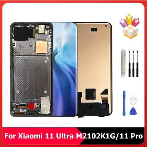 6.81"For Xiaomi Mi 11 Ultra AMOLED LCD Display Touch Panel Screen With Frame Digitizer Assembly Part For Xiaomi11 Ultra M2102K1G