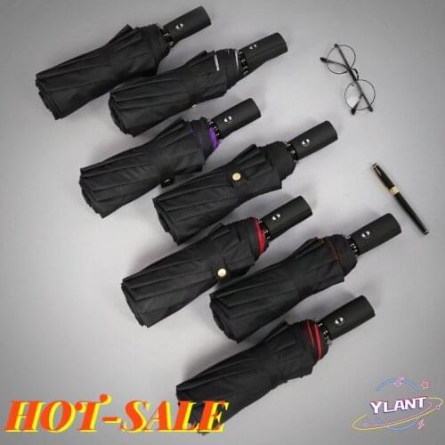 Ten Bone Three Folding Mens Umbrella Large Rain Business Paraso lDouble Layer Windproof Womens Automatic Umbrella Female Male