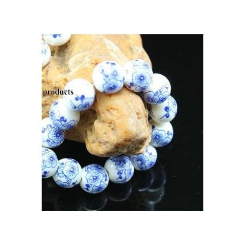 10pcs Decal Ceramic beads 12MM Plum and Peony Spacer Round Loose beads for Jewelry bracelets making DIY accessories fg4s