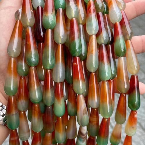 10x30mm Natural Stone Water Drop Shaped Peacock Agates Beads Natural Stone Beads For Jewelry Making DIY Bracelet Necklace 15