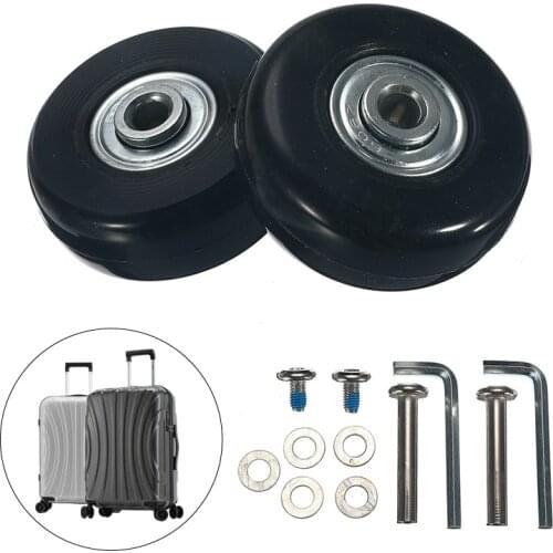 2 Sets Luggage Suitcase Replacement Wheels Suitcase Repair OD 45mm Wheels Axles Deluxe Black with Screw Outdoor Tools