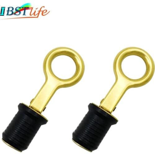 2PCS Rubber Brass Snap Tight Flip Style Hull Livewell Boat Drain Plug Boat bilge transom seawall baitwell
