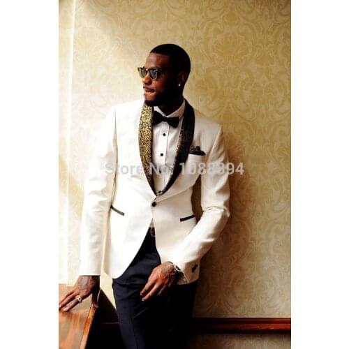 2018 Men Formal Wear Custom Made Groom Tuxedos Shawl Lapel Groomsmen Mens Wedding Tuxedos Prom Suits ( Jacket+Pants+Bow)