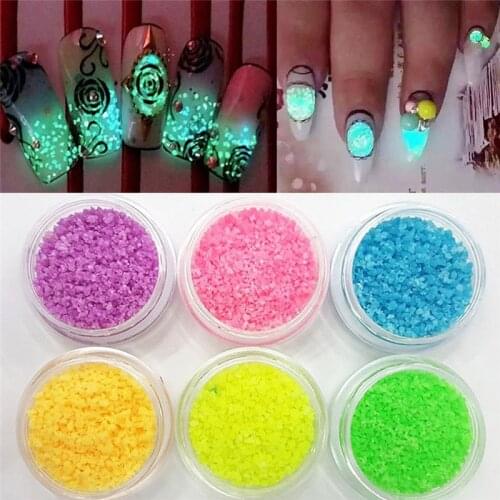3g Nail Art Powder Glow Sand Particles Fluorescent Stone Small Gravel Nail Decoration Nail Glitter Stone For Nail Art