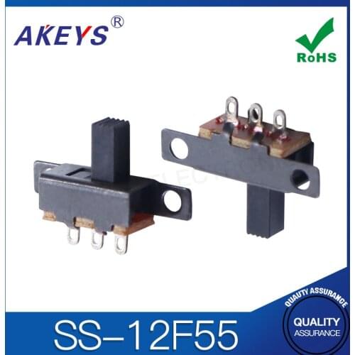 30PCS SS-12F55 1P2T Single pole double throw 2 Position slide switch verticle type 3 pin without fixed pin