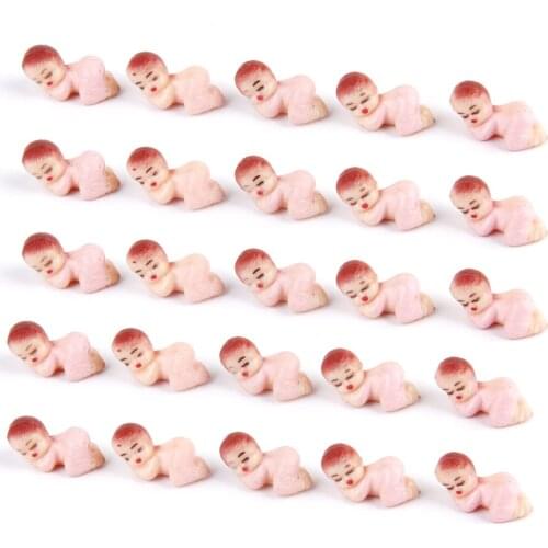 50pcs Tiny 1" Plastic Pajama Sleeping Girl Baby Shower Favors Party Decorations