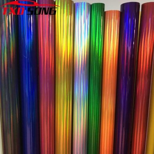 50cmx300/600cm Holographic Laser silver black red blue Chrome Vinyl Sheet Car Wrap Film Self Adhesive Sticker with Air Bubbles