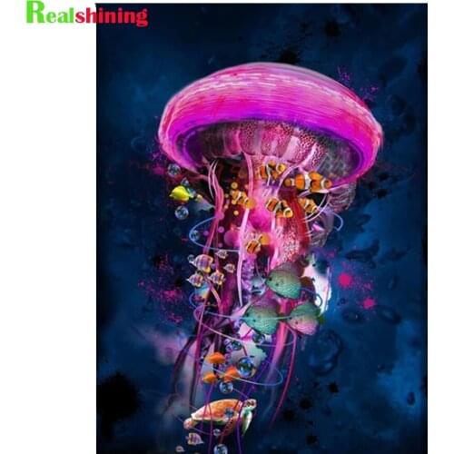 DIY 5D Diamond Painting Abstract Art jellyfish fish turtles Cross Stitch Diamond Embroidery rhinestones picture mosaic N1945