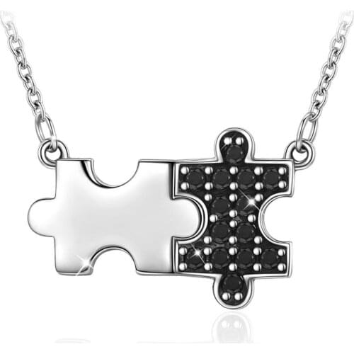 ANNA QUEEN Fashion Puzzle Necklace 5A Black CZ Mystery Puzzle Square Pendant Necklace Fashion Jewelry SLW0093