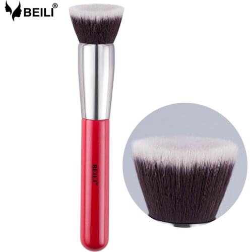 BEILI Red 1 pieces Makeup Brush Synthetic Hair Nano Wool Fiber Foundation Blush Concealer Professional Vegan Make up Brush Tool