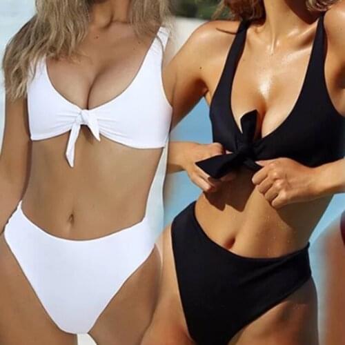 Bikini Sexy Female Split Swimsuit Womens Solid Tie Solid Color Swimwear Sling Summer Bikinis Bathing купальники женские 2021