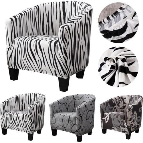 Club Chair Cover Printed Spandex Armchair Cover Single Sofa Cover With Print Soft Furniture Protector Washable Slipcover