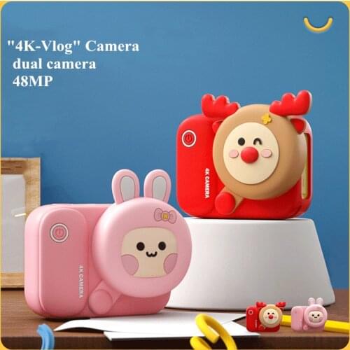4K HD Digital Camera 48MP Cute Cartoon Mini Video Toddler Camera Kids Camera Educational Toys Children Camera Birthday Gifts