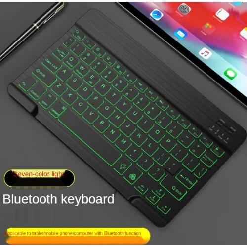 Colorful backlit bluetooth wireless keyboard mobile phone tablet universal compatible three-system ultra-thin portable keyboard