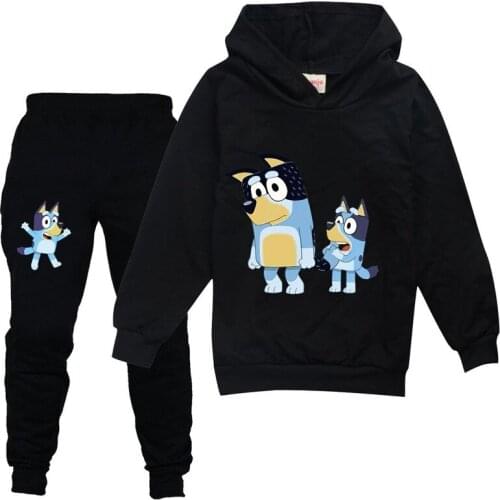 Kid Cartoon Clothing Pants Set Bingo Blueye Swearshirt Pants Boy Girl Hoody Pants Fashion Cotton Clothes Girl Christmas Outfit