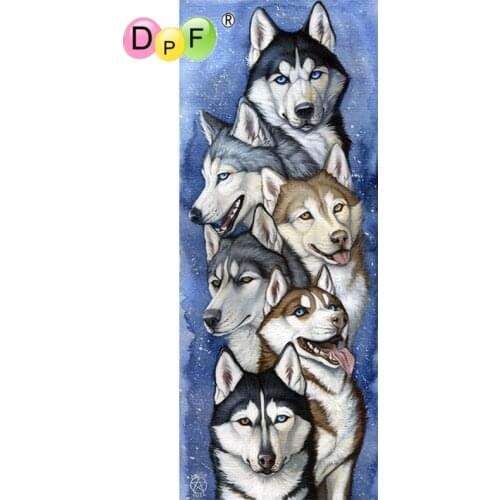 DPF Diamond painting cross stitch six dogs diy diamond painting round diamond painting embroidery mosaic decoration art gift