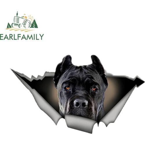 EARLFAMILY 13cm x 7.6cm Black Cane Corso Car Sticker Torn Metal Decal Reflective Stickers Waterproof Car Styling Pet Dog Decals