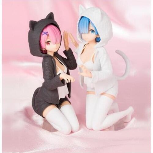 13CM 1set Japanese original anime figure Re:Zero Starting Life in Another World: Rem/Ram cat ears action figure
