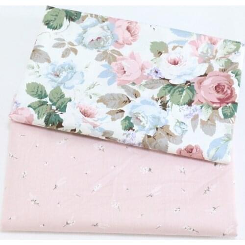 Syuss Pink Peony Printed Cotton Fabric For DIY Patchwork Quilting Tissue Handwork Cloth Sewing Baby Sheets Dress Home Textile