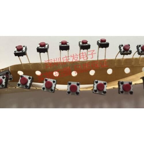 Import Japan 6*6*5 line 2 foot touch switch micro-button switch small square 300,000 red head