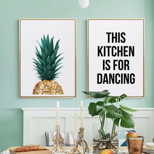 Nordic Letters Pineapple Canvas Painting Wall Art Pictures For Living Room Kids Green Golden Quote Home Decor Posters And Prints