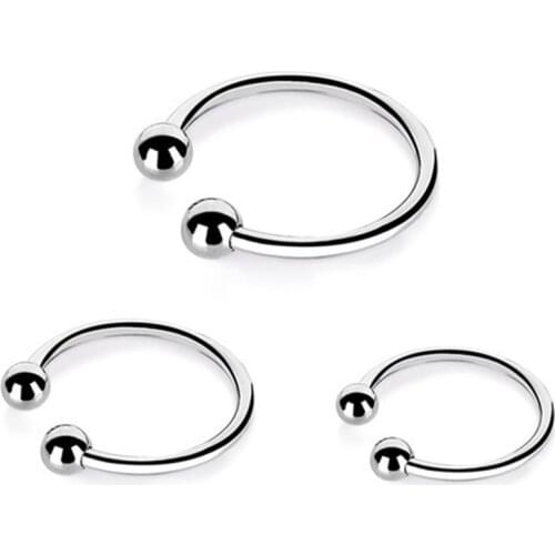 Stainless Steel Half Circle Lock Cock Ring Penis Delay Training Ring Delay Ejaculation Foreskin Resistance Ring Sex Toy for Men