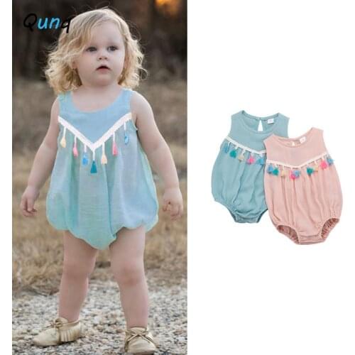 Qunq Baby Girl Romper 2021 New Summer Colorful Tassel Fashion One Piece Newborn Jumpsuit Sleeveless Infant Girl Clothes