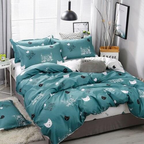 Cute Cat Duvet Cover Bedding Set Twin Size Bed Linen 2 People Polyester 100% Bed Sheets And Pillowcases Home Textile