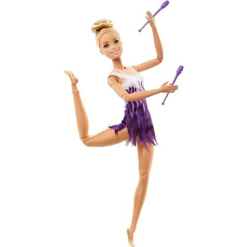 Barbie 2rhythmic Gymnast Doll-22 Different Movement Features-Sportsman Gymnast Barbie Doll-Purple Stylish Dress and Accessories