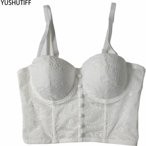 Tanks Camis Summer Sexy Corset Tops Women 2021 Lace Embroidery Short Crop Top To Wear Out Push Up Bralette Cropped DB1013