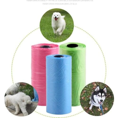Pet Supply 1Rolls 15pcs Cat Dog Poop Bags Outdoor Home Clean Refill Garbage Bag