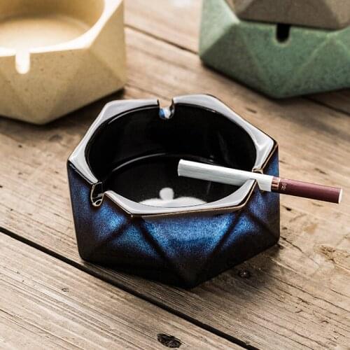 Industrial fashion theme ceramic ashtray Imitation stone gradient art round ashtrays