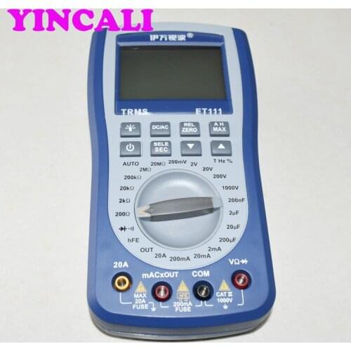 ET111 digital storage multimeter TRMS DMM with 20000 counts 4 1/2 digital-analog tripe display AC voltage bandwidth 20kHz