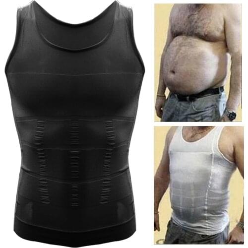 Men Corset Body Slimming Tummy Shaper Running Vest Belly Waist Girdle Shirt Black Shapewear Underwear Waist Girdle Shirts S-2XL