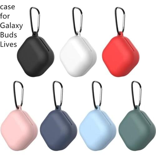Soft Silicone Case For Samsung Galaxy Buds Live Case Protective Solid Color Earphone Case Headset Accessories With Hook