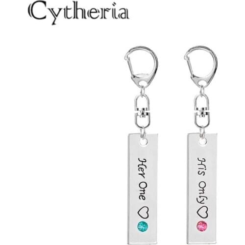 His only her one Key chains set lovers Key rings pink blue crystal Key Finder Valentines Day gift keychains sets couple rings